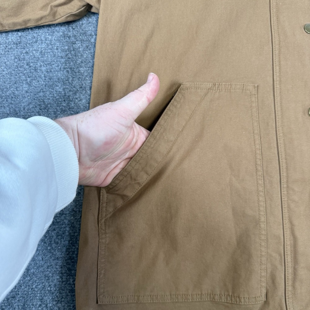 Old Navy Barn Jacket Mens XL Brown Chore Canvas Corduroy Collar Zip Clifftop - Picture 6 of 13